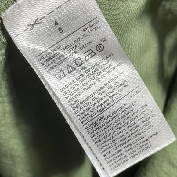 Eyelet Layered Mini Skirt 4 Miniskirt Sage Green Embroidered Broderie Scalloped - Picture 11 of 12